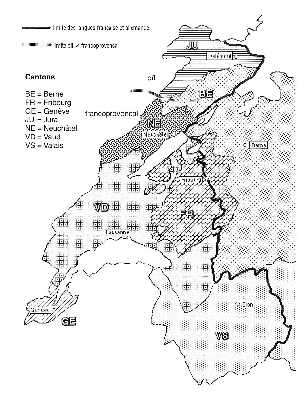 carte de la Suisse romande